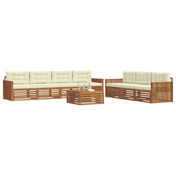 vidaXL Conjunto de Sof&aacute;s para Exterior 8 pcs Natural e Creme