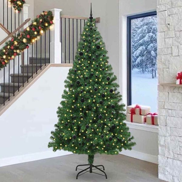 vidaXL &Aacute;rvore de Natal Artificial Verde 240 cm PVC, A&ccedil;o e Pl&aacute;stico