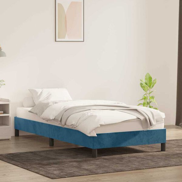 vidaXL Estrutura de cama sem colch&atilde;o 80x210 cm veludo azul-escuro