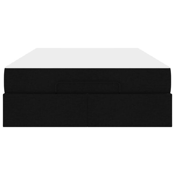 vidaXL Estrutura de cama com colch&atilde;o com colch&atilde;o 2 pcs Preto tecido