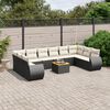 vidaXL 11 pcs conjunto sof&aacute;s de jardim c/ almofad&otilde;es vime PE preto