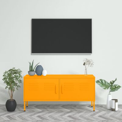 vidaXL Móvel de TV aço 105x35x50 cm amarelo mostarda