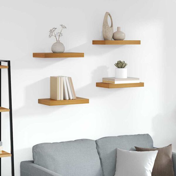 vidaXL Prateleira de Parede 4 pcs Castanho 40 x 23,5 x 4 cm