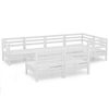 vidaXL 7 pcs conjunto lounge de jardim pinho maci&ccedil;o branco
