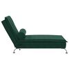vidaXL Chaise lounge de massagem com rolo tecido verde-escuro