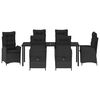 vidaXL Conjunto de Jantar para Jardim com almofada 7 pcs Preto vime PE