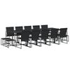 vidaXL 15 pcs conjunto de jantar para jardim textilene preto