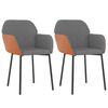 vidaXL Cadeiras de jantar 2 pcs tecido/couro artificial cinzento-claro