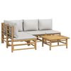 vidaXL 5 pcs conj. lounge de jardim bambu c/ almofadões cinzento-claro