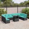 vidaXL Conjunto de Sof&aacute; de Jardim 11 pcs Preto e azul vime PE