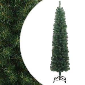 vidaXL &Aacute;rvore de Natal artificial fina com suporte 210 cm PVC verde