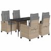 vidaXL 5pcs conj. jantar jardim c/ almofad&otilde;es vime PE bege misturado