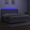 vidaXL Cama box spring c/ colch&atilde;o e LED 200x200 cm tecido cinza-claro