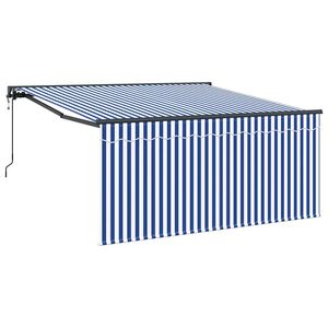 vidaXL Toldo Retr&aacute;til Azul e Branco 300 x 250 cm Poli&eacute;ster e Alum&iacute;nio