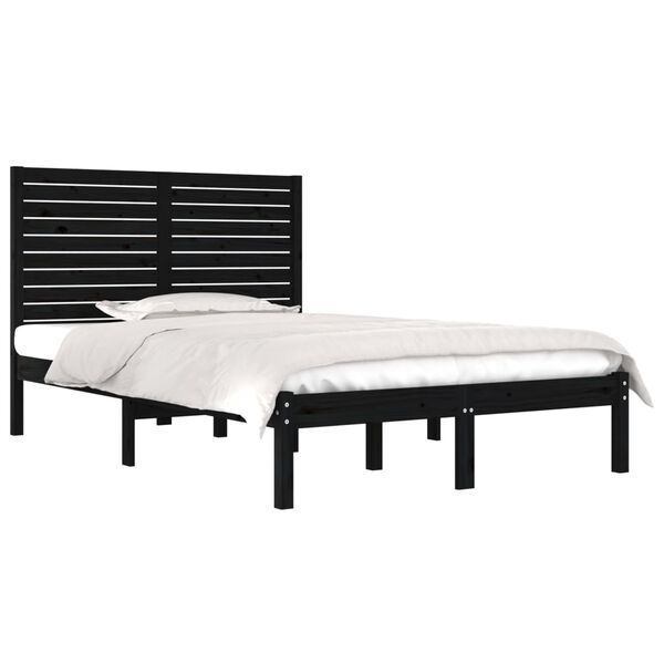 vidaXL Estrutura de cama 140x190 cm madeira maciça preto