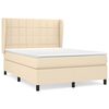 vidaXL Cama com molas/colch&atilde;o 140x200 cm tecido cor creme