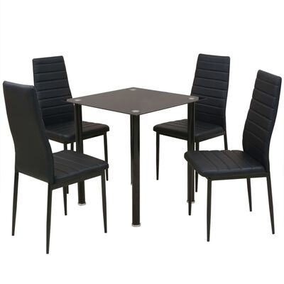 vidaXL Conjunto 5 pcs de mesa de jantar e cadeiras preto