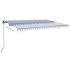 vidaXL Toldo autom&aacute;tico c/ LED e sensor de vento 6x3 m azul e branco