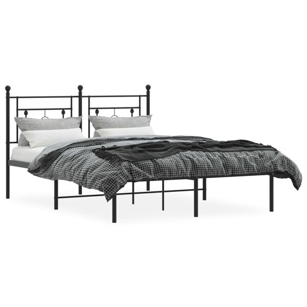 vidaXL Estrutura de cama com cabeceira 135x190 cm metal preto