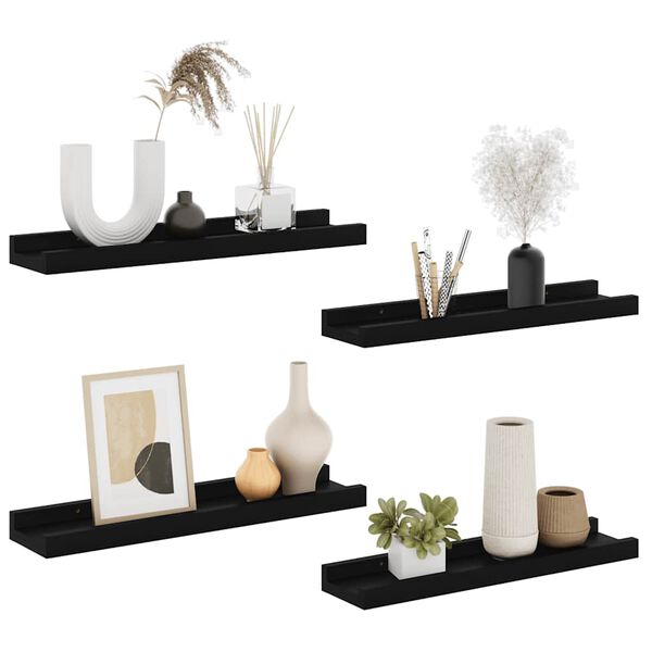 vidaXL Prateleiras de parede 4 pcs 40x9x3 cm preto
