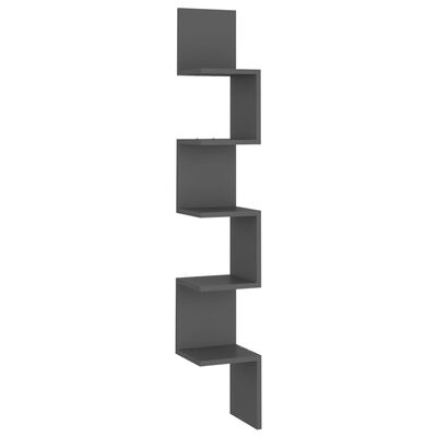 vidaXL Estante de canto p/ parede 20x20x127,5cm contraplacado cinzento