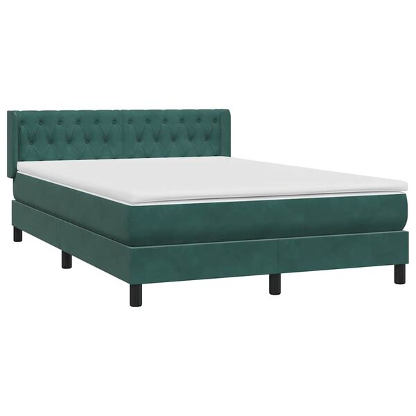 vidaXL Cama box spring com colch&atilde;o 160x210 cm veludo verde escuro