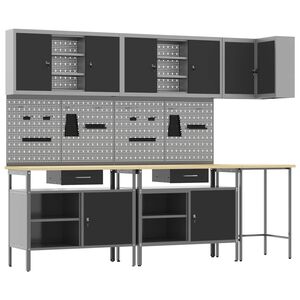 vidaXL Conjunto de Arm&aacute;rios de Trabalho Manual 10 unid. Preto e Cinza