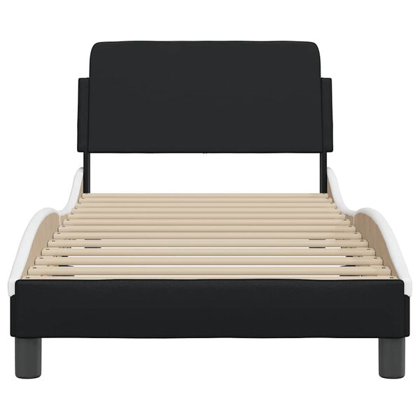 vidaXL Estrutura de cama Dover couro artificial preto e branco