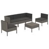 vidaXL 6 pcs conjunto lounge de jardim c/ almofad&otilde;es vime PE cinzento