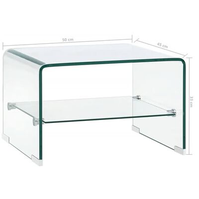vidaXL Mesa de centro 50x45x33 cm vidro temperado transparente