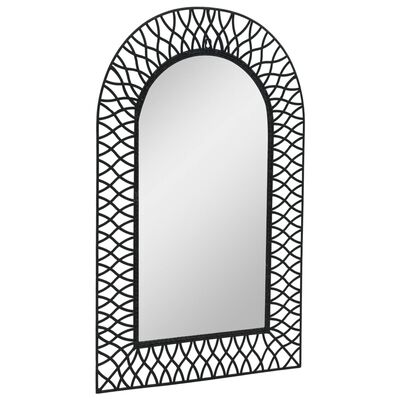 vidaXL Espelho de parede arqueado para jardim 50x80 cm preto