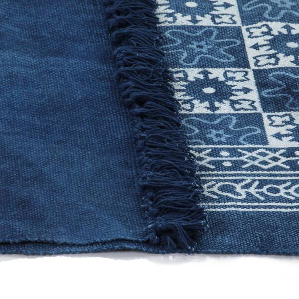 vidaXL Tapete Kilim em algod&atilde;o 120x180 cm com padr&atilde;o azul