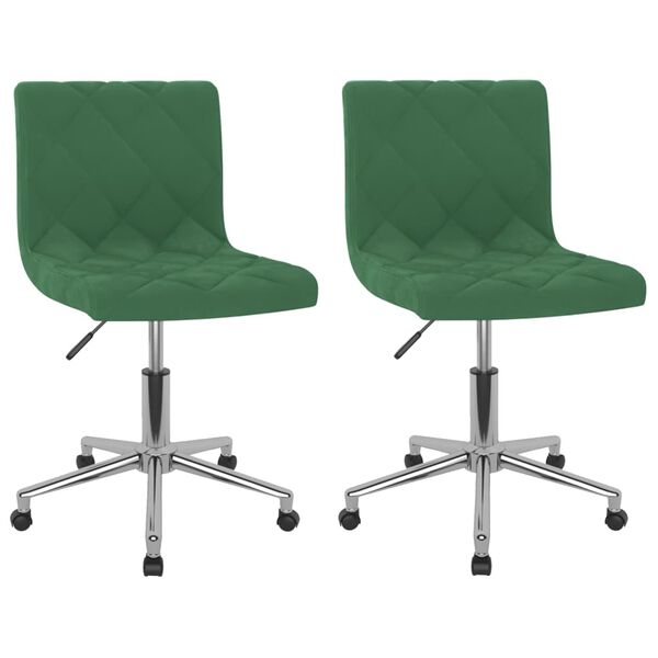 vidaXL Cadeiras de jantar giratorias 2 pcs veludo verde-escuro