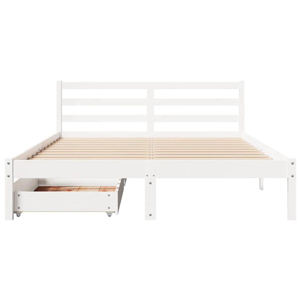 vidaXL Cama sem colch&atilde;o 150x200 cm madeira de pinho maci&ccedil;a branco