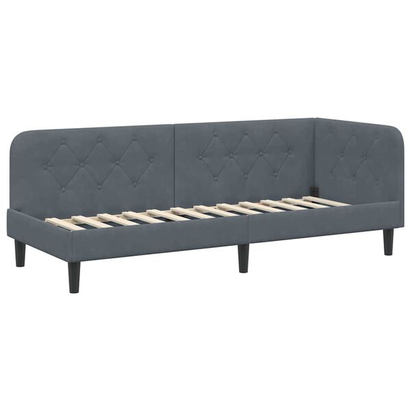 vidaXL Estrutura de Cama de Canto Cinza Escuro 80 x 200 cm Veludo