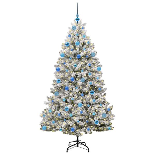 vidaXL &Aacute;rvore de Natal Artificial Verde e Branco 180 cm PVC e Metal