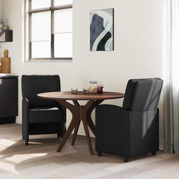 vidaXL Cadeiras de Jantar com Rodas 2 pcs Preto 57 x 67 x 95 cm tecido