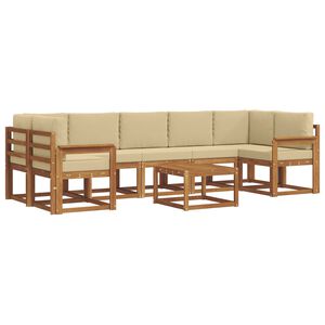 vidaXL Conjunto de Sof&aacute;s para Exterior 8 pcs Natural e Bege