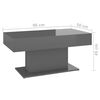 vidaXL Mesa de centro 96x50x45 cm contraplacado cinzento brilhante