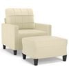 vidaXL Poltrona com apoio de p&eacute;s couro artificial 60 cm cor creme