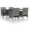 vidaXL 5 pcs conjunto de jantar jardim com almofad&otilde;es cinzento/preto