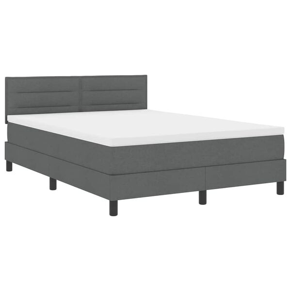 vidaXL Cama Box com cabeceira Manual Cinza Escuro 140 x 190 cm tecido