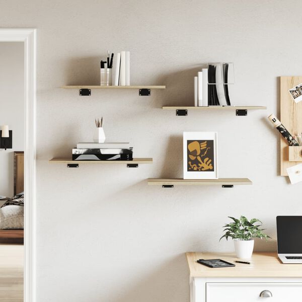 vidaXL Prateleiras estante 4pcs 60x30x1,5cm contraplacado cor carvalho