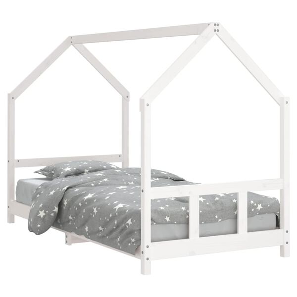 vidaXL Estrutura de cama infantil 90x190 cm pinho maci&ccedil;o branco