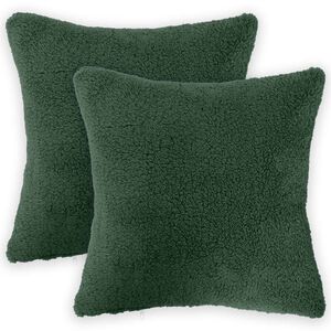 vidaXL Capa almofada 2 pcs HEERLEN Verde-Escuro 30 x 30 cm Boucl&eacute;