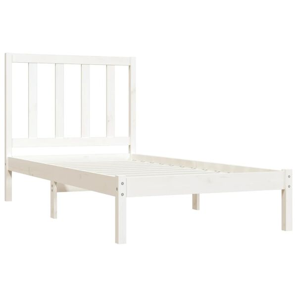 vidaXL Estrutura de cama 100x200 cm pinho maci&ccedil;o branco