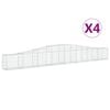 vidaXL Cestos gabi&atilde;o arqueados 4 pcs 400x30x40/60 cm ferro galvanizado