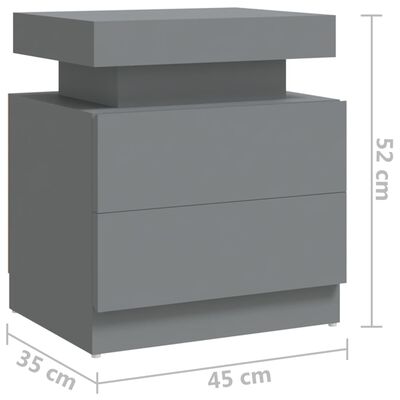 vidaXL Mesa de cabeceira 45x35x52 cm aglomerado cinzento