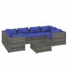 vidaXL 7 pcs conjunto lounge de jardim c/ almofad&otilde;es vime PE cinzento