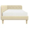 vidaXL Estrutura de Cama de Canto com colch&atilde;o Creme 90 x 190 cm tecido